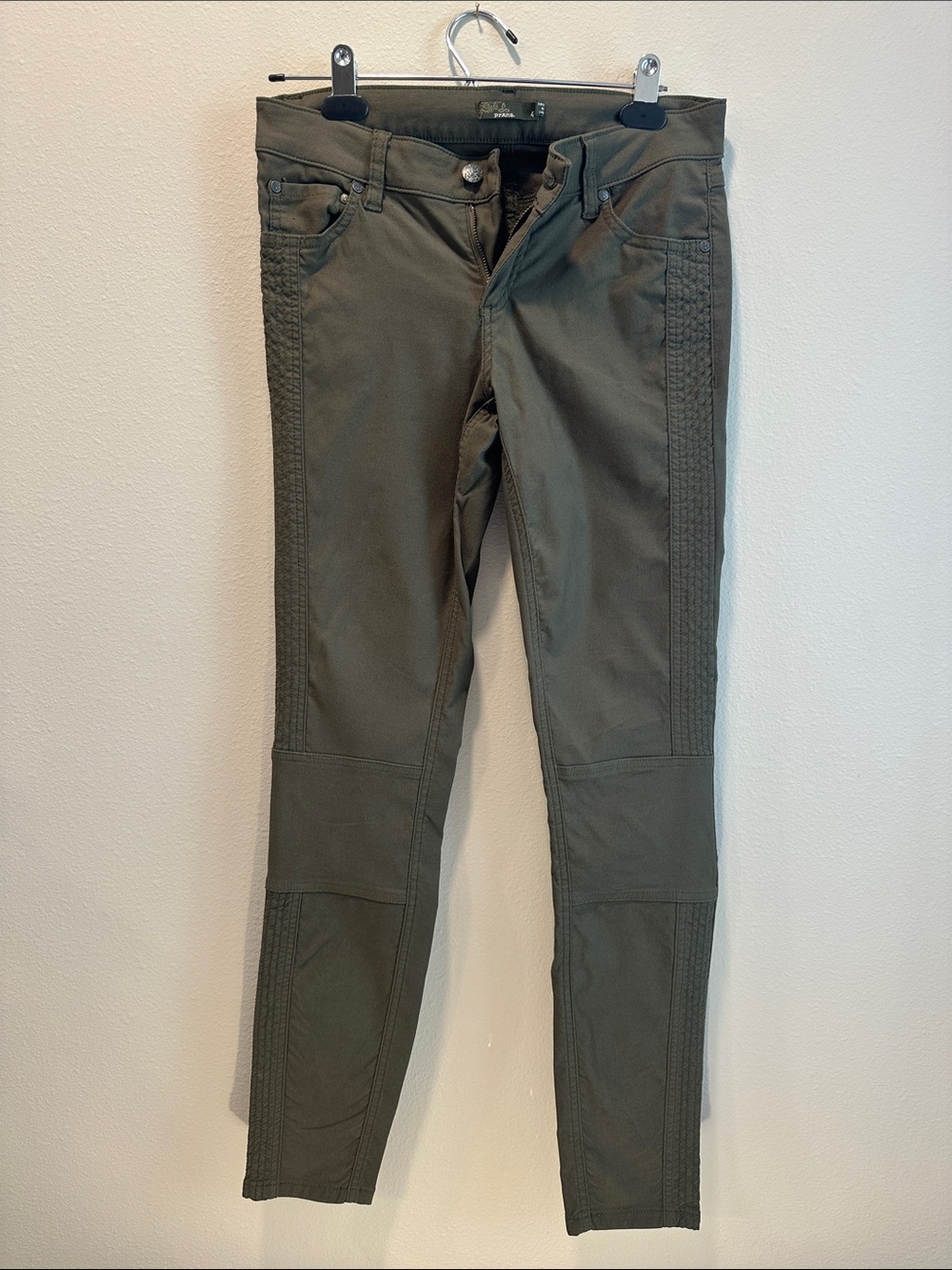 Prana Olive Skinny Jeans with Side Stitch Panels